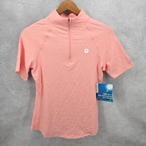 Coolibar Womens Albatross Elbow Sleeve Mock Neck Top‎ Size M Color Pink UPF 50+